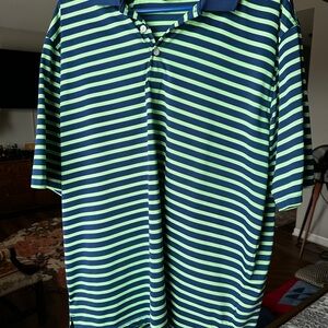 Walter Hagen Navy and Lime Striped Polo